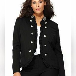 NWT Inc Military Style Ruffled Jacket - size XL
